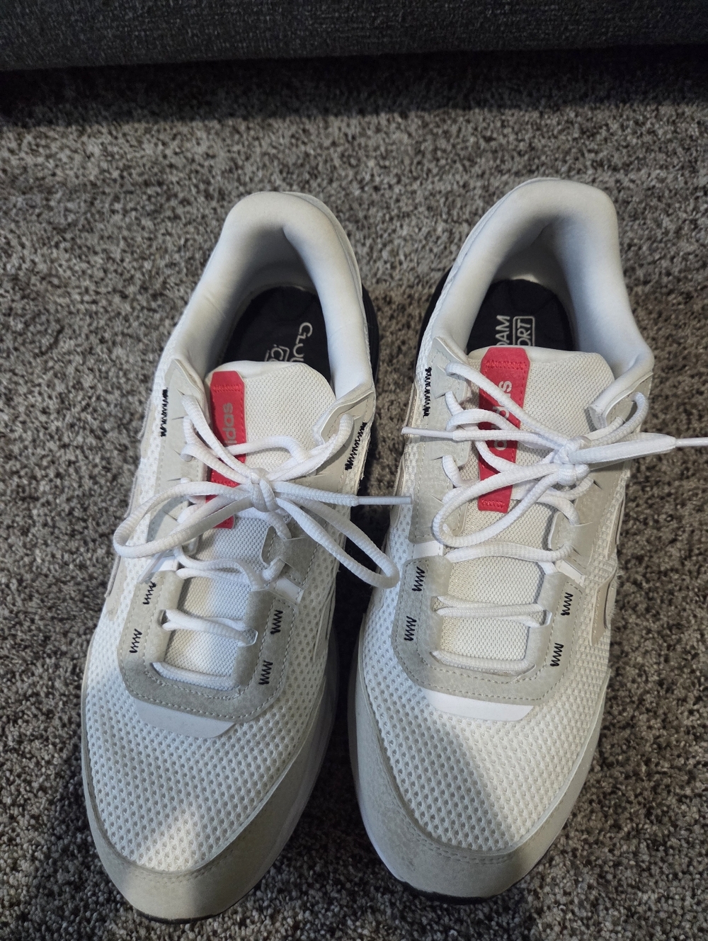 adidas White Sneakers with Pink Tongue Accent